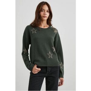 Rails Perci Olive Green Star Design Pullover Boho Sweater Contemporary